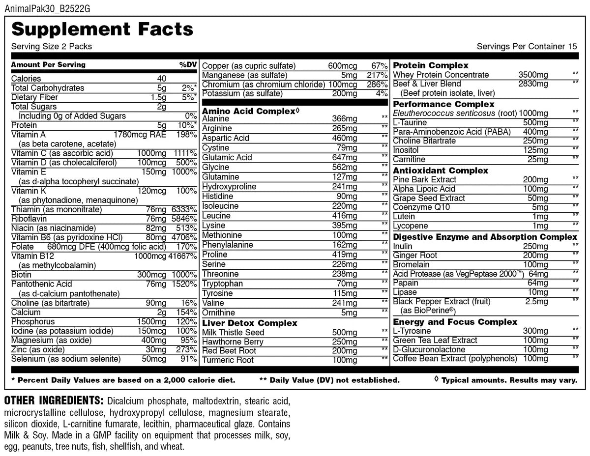 Animal Pak MultiVitamin Pack (44 Serving)