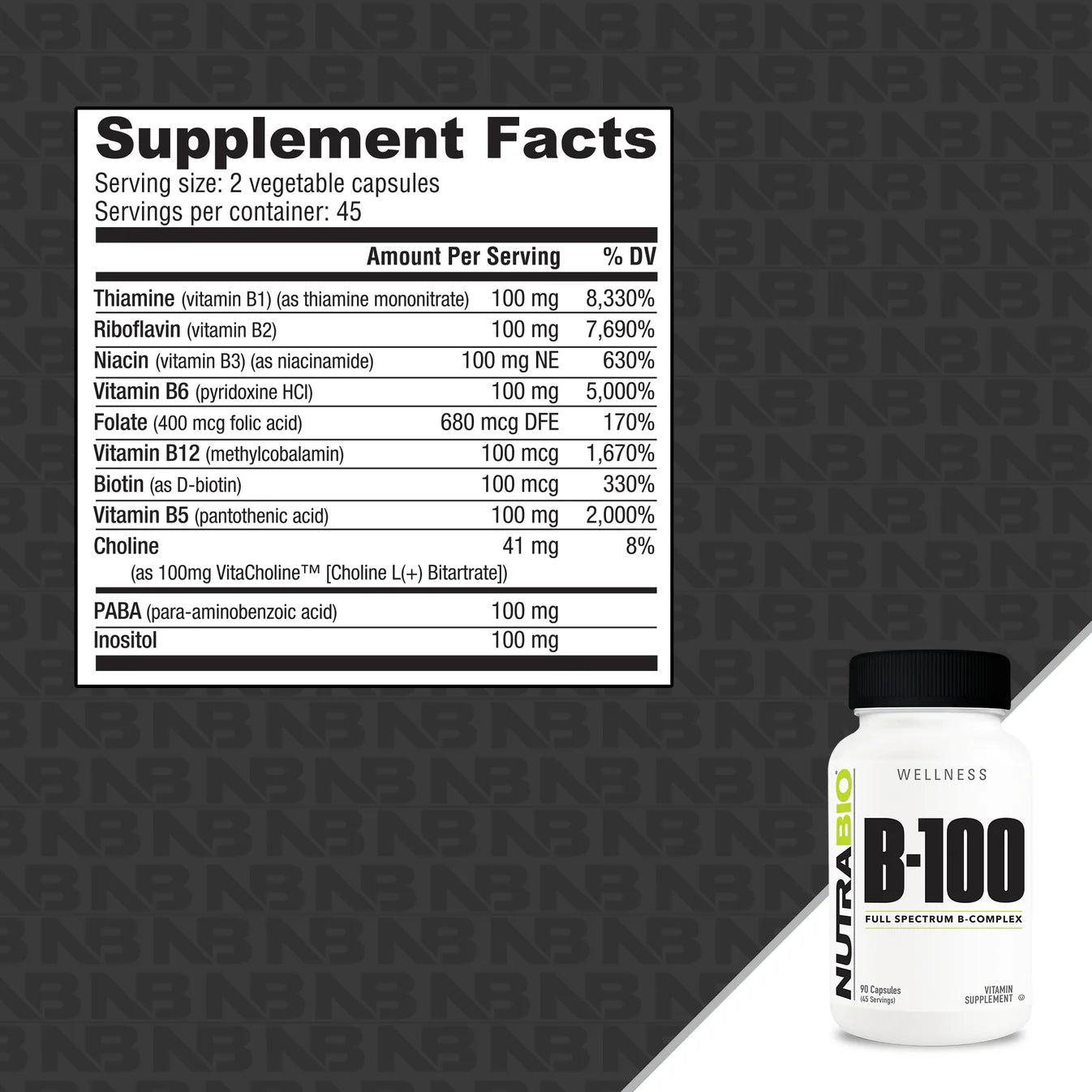 NutraBio B-100 (B Complex)