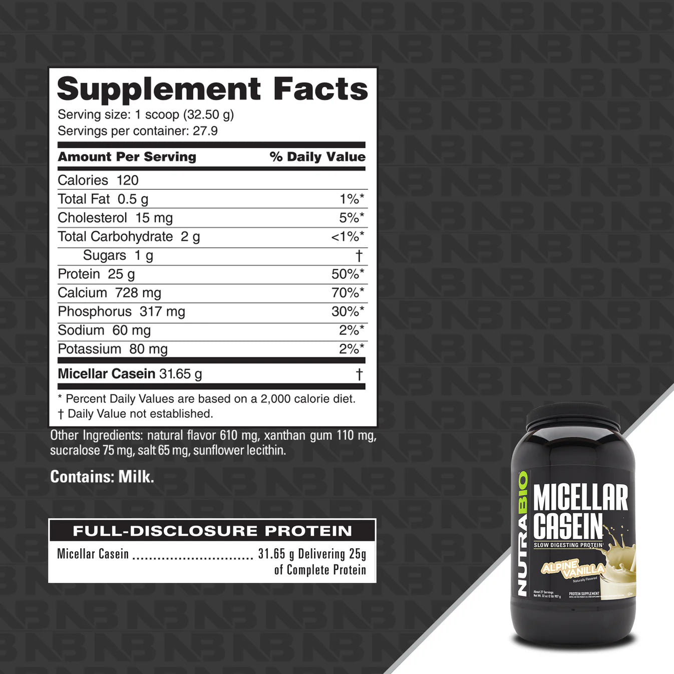 Nutrabio 100% Casein Protein